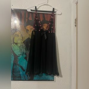 Pink flower lace lingerie sleep wear with bow